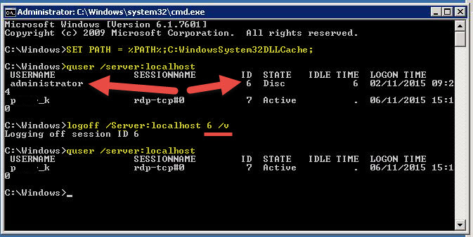 command line log off user.JP
