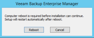 4 - Veeam needing to reboot server after prereq