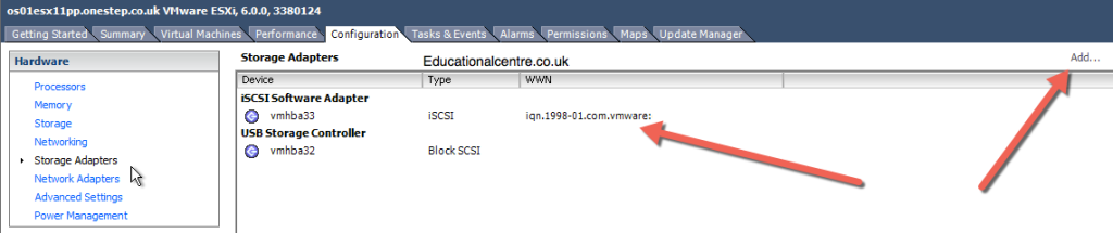Add iSCSI Software Adapter to ESXi Host