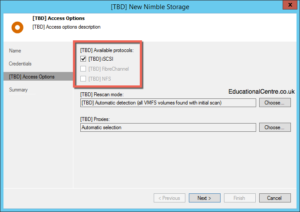 Adding Nimble Storage to Veeam - New Nimble Storage - Access Options