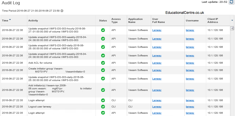 Adding Nimble Storage to Veeam - New Nimble Storage - Nimble Audit Log