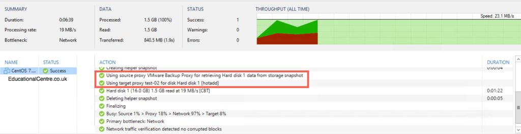 Veeam and Nimble Storage Integration - Replicating from a Snapshot- Job Status 02