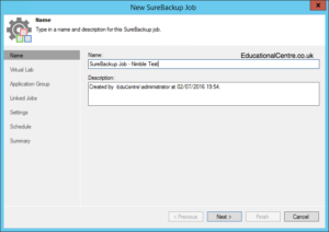Veeam and Nimble Storage Integration - SureBackup - Create SureBackup Job