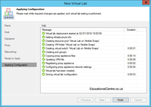 Veeam and Nimble Storage Integration - SureBackup - Setting up a Virtual Lab - Applying Configuration Output