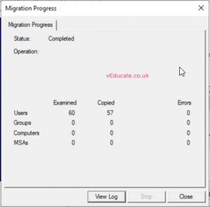 MIgrate users between a forests 13 migration progress