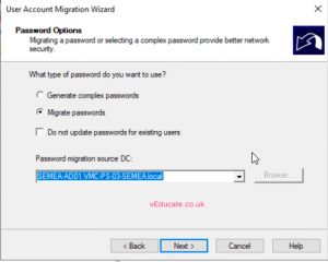 MIgrate users between a forests 5 Migrate passwords
