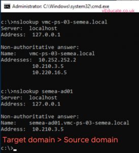 MIgrate users between a forests DNS lookup tests 2