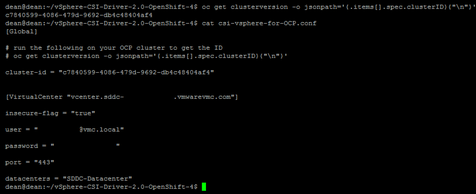 vSphere CSI with Openshift configure vSphere Secret in OpenShift