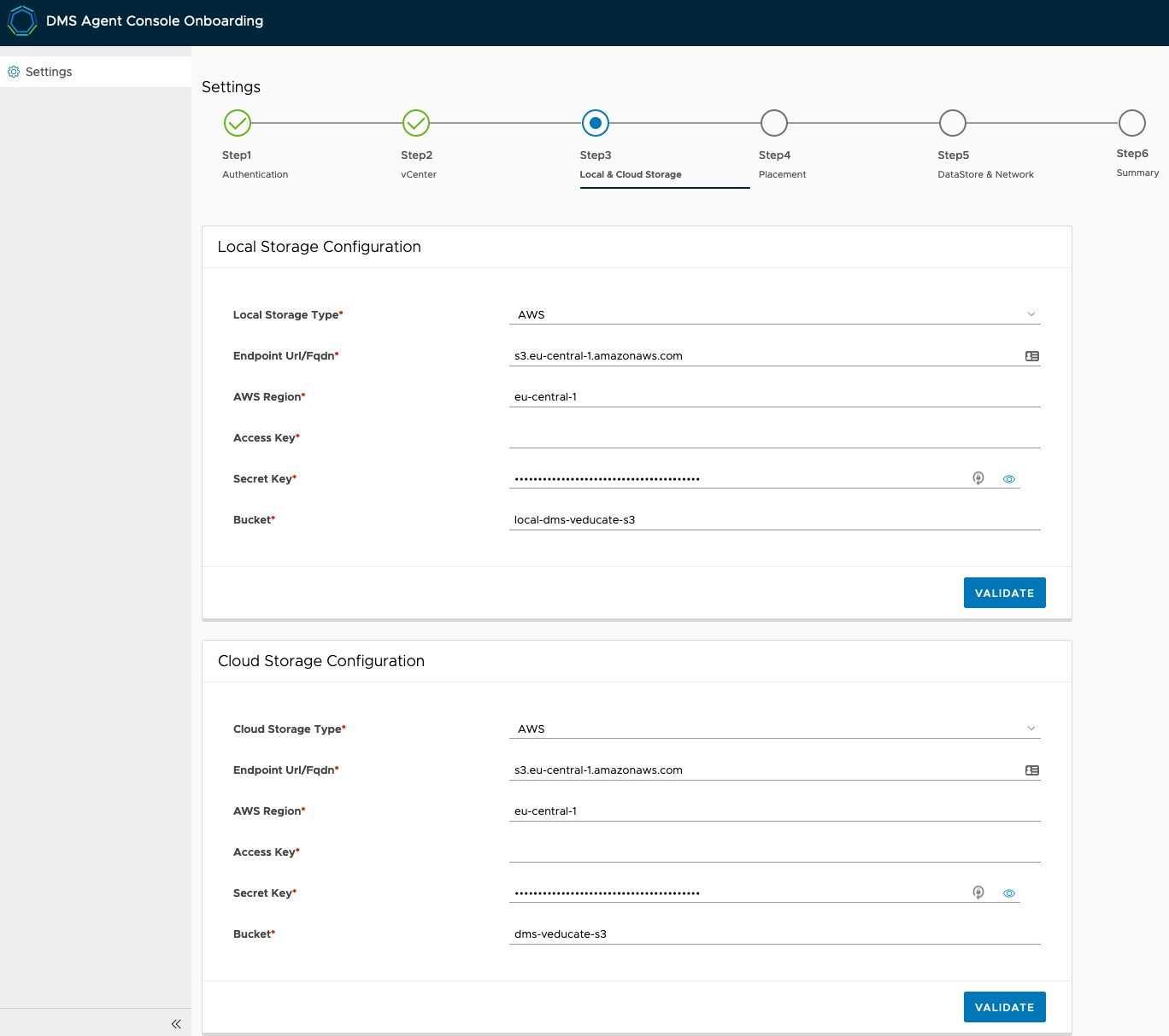 Data Management for Tanzu - Agent onboarding - Local & Cloud Storage Configuration