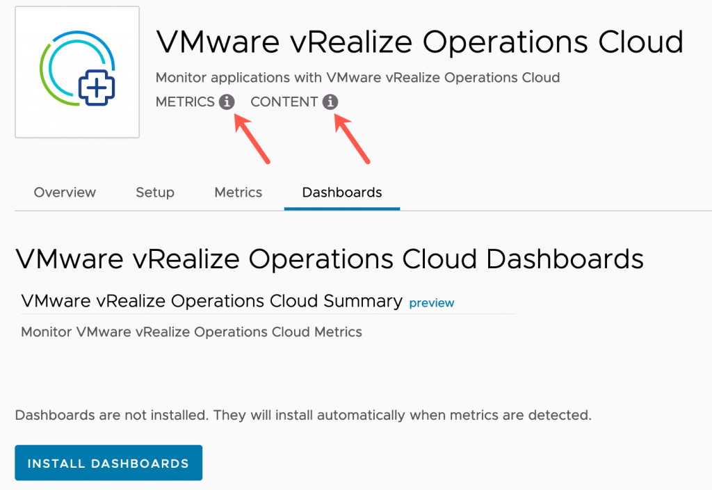 Tanzu Observability - vRealize Operations Cloud - Integrations - Dashboard