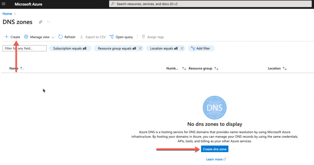 CloudFlare DNS delegation to Azure - Azure DNS Zone Service - Create DNS Zone
