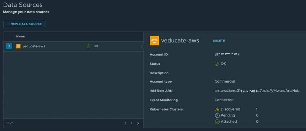 VMware Aria Hub - Getting Started with AWS - Data Sources - OK